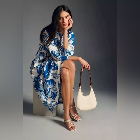 MAEVE by ANTHROPOLOGIE Bettina Blue Floral Tiered Maxi Dress Small S NWOT - Picture 3 of 8